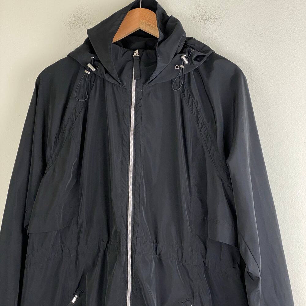 Athleta Rain Drop Jacket Black Anorak Cinch Waist Size L - Picture 6 of 14